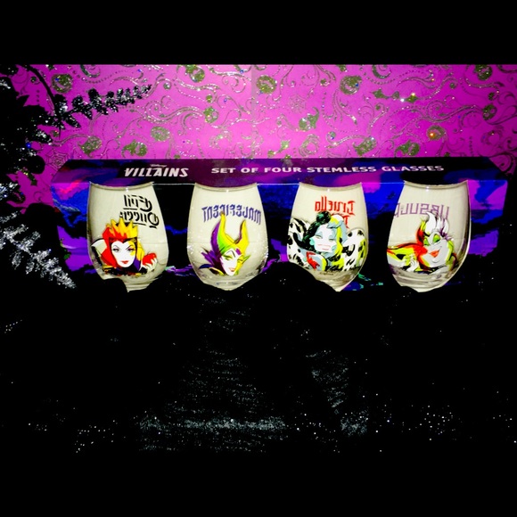 Disney Other - ✨ Disney Villains Stemless Wine Glasses Set of 4 ✨ NWOT ✨